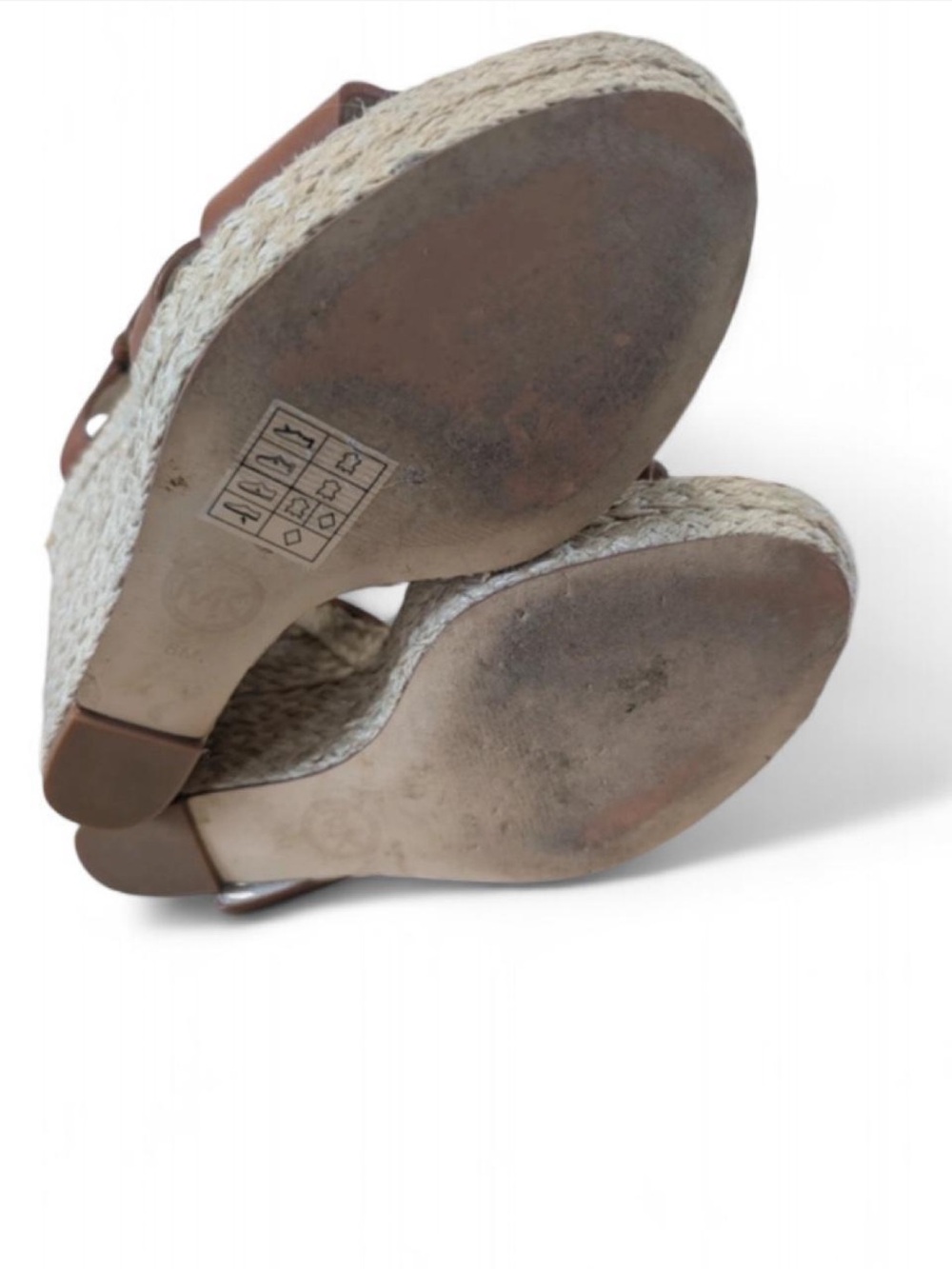 Michael Kors Brown Leather Espadrille Wedge Sandals - Picture 3 of 6